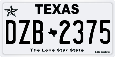TX license plate DZB2375