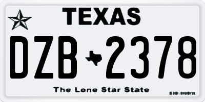 TX license plate DZB2378