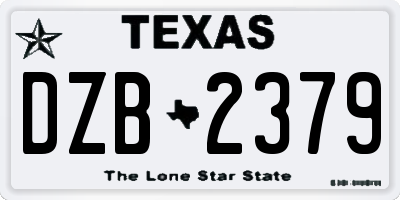 TX license plate DZB2379