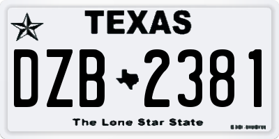 TX license plate DZB2381