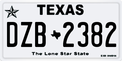TX license plate DZB2382