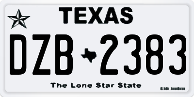 TX license plate DZB2383