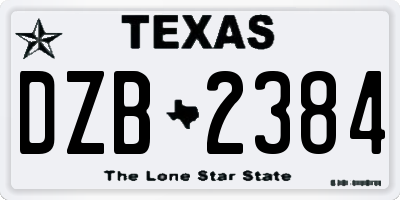 TX license plate DZB2384