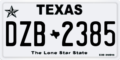 TX license plate DZB2385