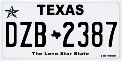 TX license plate DZB2387