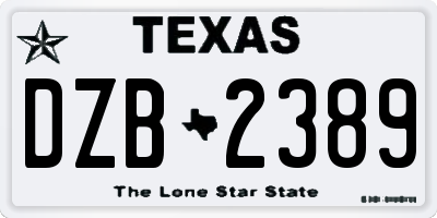 TX license plate DZB2389