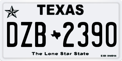 TX license plate DZB2390