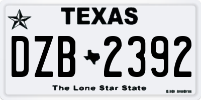 TX license plate DZB2392