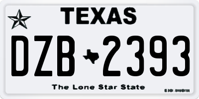 TX license plate DZB2393