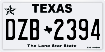 TX license plate DZB2394