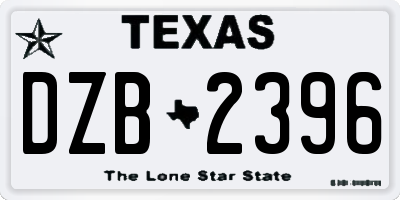 TX license plate DZB2396