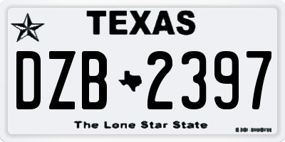 TX license plate DZB2397