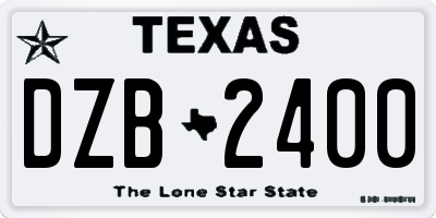 TX license plate DZB2400