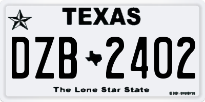 TX license plate DZB2402