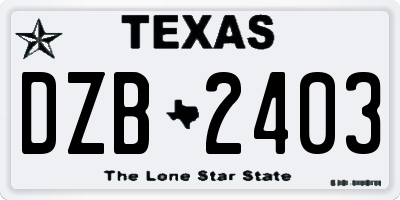 TX license plate DZB2403