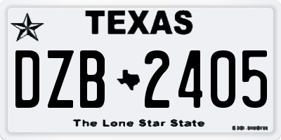 TX license plate DZB2405