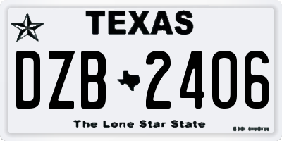 TX license plate DZB2406