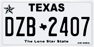 TX license plate DZB2407