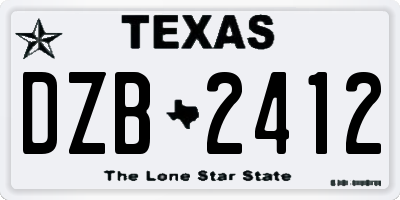 TX license plate DZB2412