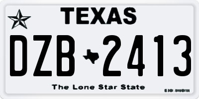 TX license plate DZB2413