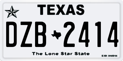 TX license plate DZB2414