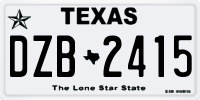 TX license plate DZB2415