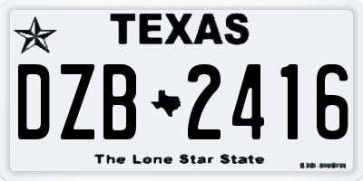 TX license plate DZB2416