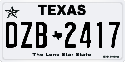 TX license plate DZB2417