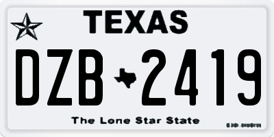 TX license plate DZB2419
