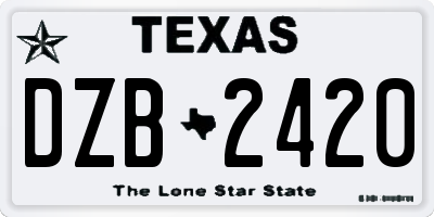 TX license plate DZB2420