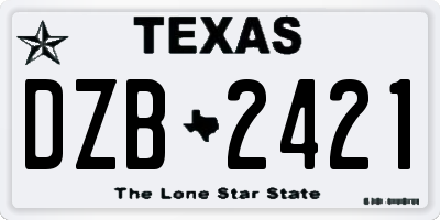 TX license plate DZB2421