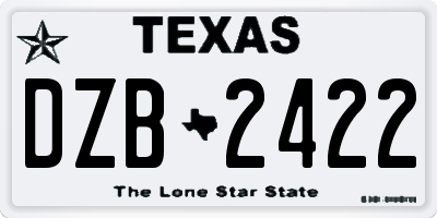TX license plate DZB2422