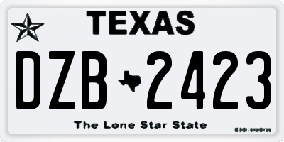 TX license plate DZB2423