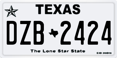 TX license plate DZB2424