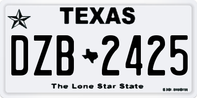 TX license plate DZB2425