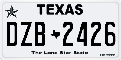 TX license plate DZB2426