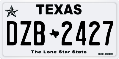 TX license plate DZB2427