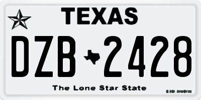 TX license plate DZB2428