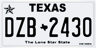 TX license plate DZB2430