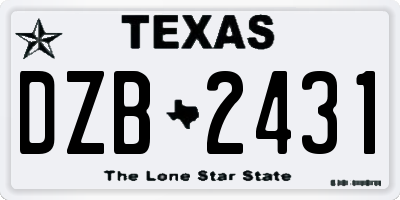 TX license plate DZB2431