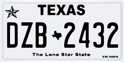 TX license plate DZB2432