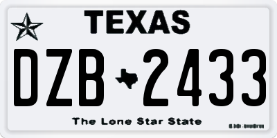 TX license plate DZB2433
