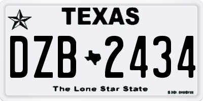 TX license plate DZB2434