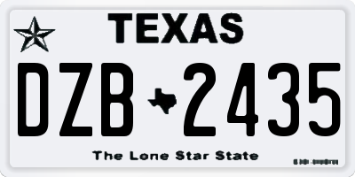 TX license plate DZB2435