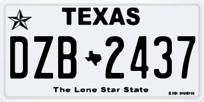 TX license plate DZB2437