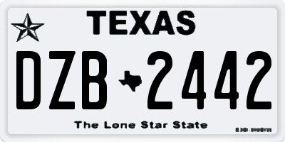 TX license plate DZB2442