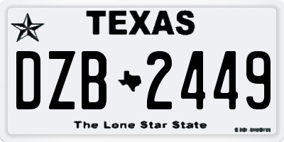TX license plate DZB2449