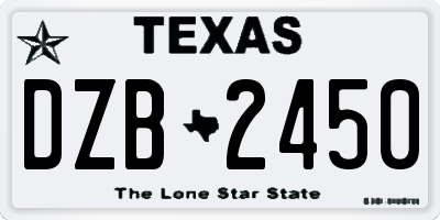 TX license plate DZB2450