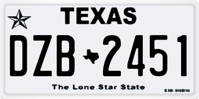 TX license plate DZB2451
