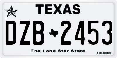 TX license plate DZB2453